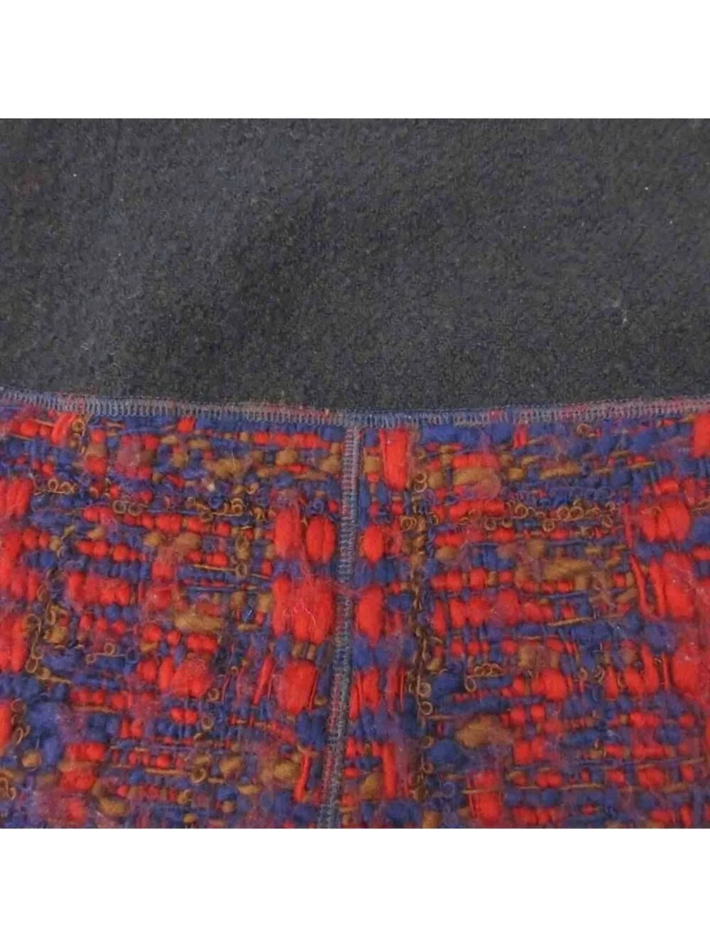 Louis Vuitton Skirt Tweed All Over Print Wool Knee-Length Red Navy 36